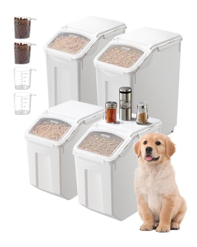 VEVOR Rice Storage Container 35Gal15Lx2 45Gal20Lx2 Large Dog Food Dispenser Bin Kitchen Ingredient Grain Cereal Bin Pet food Containers with Wheels 4 Measuring Cups Airtight Lid 4 Pack - Image 1