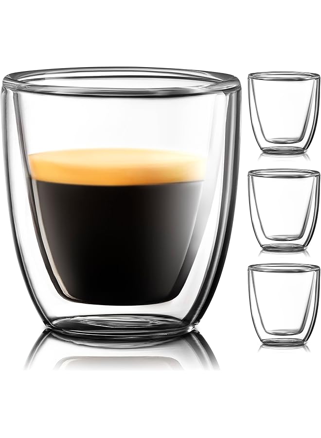 S-TOP Double Wall Espresso Shot Glasses – Insulated Coffee Cup Set – 73.7 grams, Set of 4 – Coffee Gift Box - Image 1