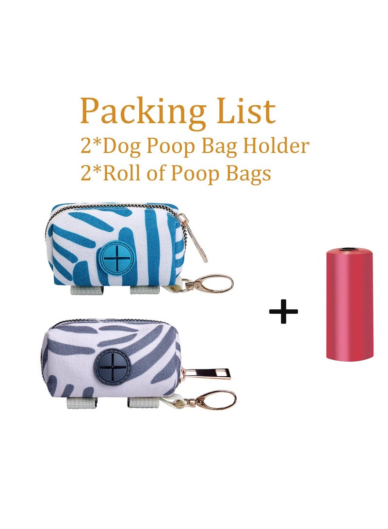Excefore Pet Waste Bag Dispenser Dog Poop Bag Holder with Zippered Small Portable Dog Poop Bag Organizer Pouches with Hook for Leash, Great Accessory for Walking Running with Pet Dogs, 2 Pack - Image 2