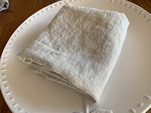Eight Owls Linen Napkins – 100% French Flax – Stonewashed Pure Linen Cloth Napkins – Mitered Corners – Set of 4 (Natural) - Image 2