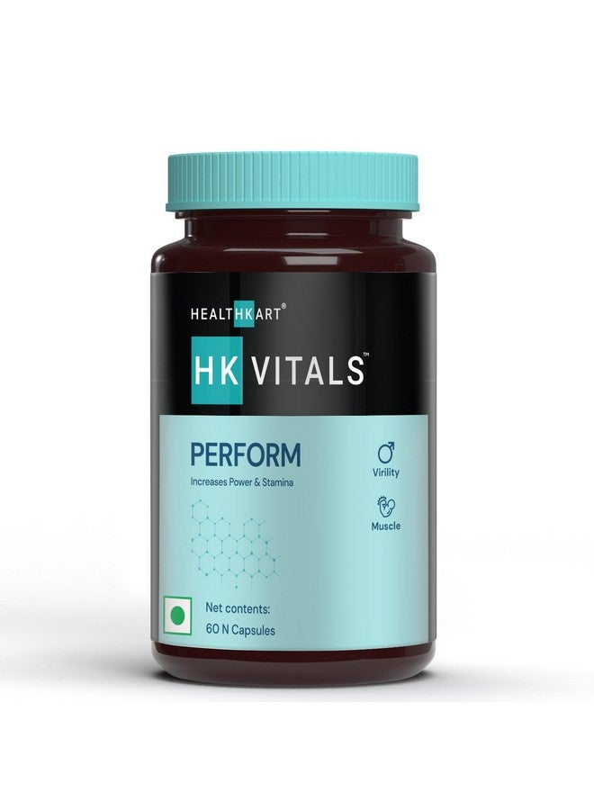 HEALTHKART هيلث كارت HK فايترز بيرفورم، مع 15 عشبة هندية، غوكشورا، أشواغاندا، سافيد موسلي وشاتافاري، من أجل القوة والقدرة على التحمل، 60 كبسولة نباتية - Image 1