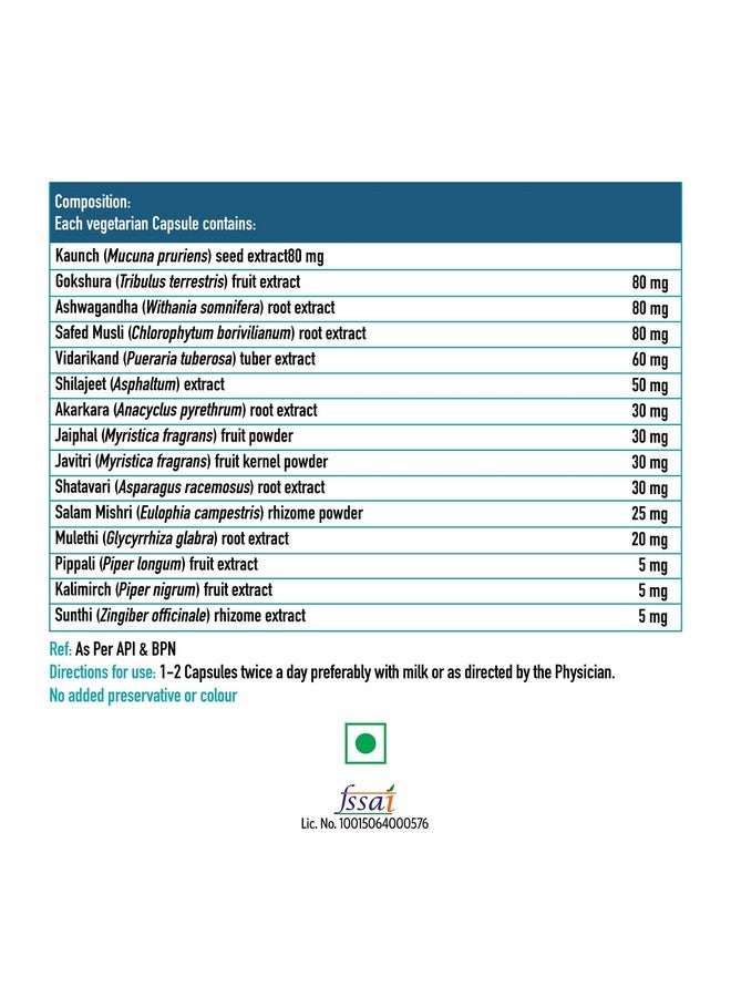 HEALTHKART هيلث كارت HK فايترز بيرفورم، مع 15 عشبة هندية، غوكشورا، أشواغاندا، سافيد موسلي وشاتافاري، من أجل القوة والقدرة على التحمل، 60 كبسولة نباتية - Image 3