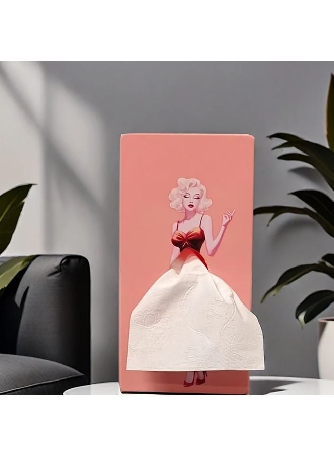 Pink Paper Towel Holder With Skirt Design ABS Resin Includes 20pcs Acrylic Hair Ties - Image 1