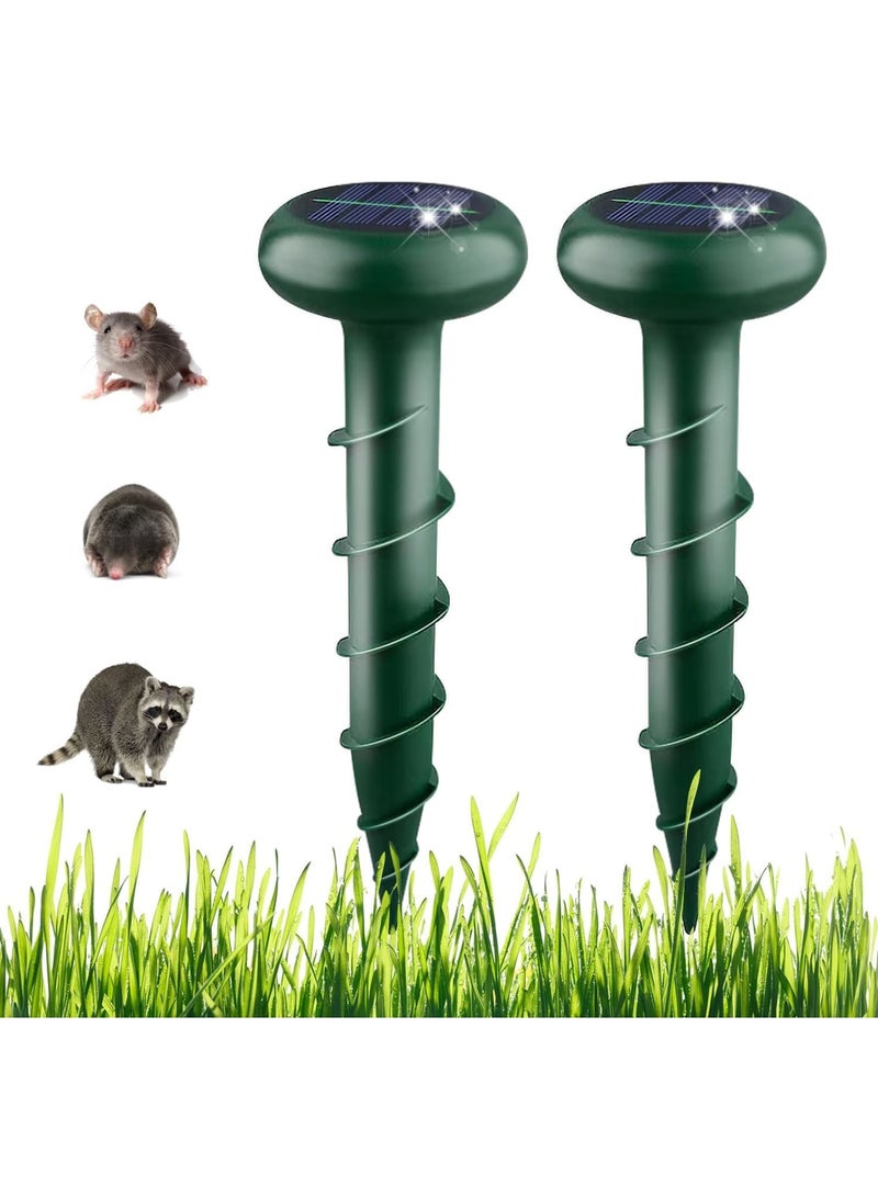 KASTWAVE Solar Mole Repellent, 2 Pack Ultrasonic Vole Chaser, Easy Install Mole Deterrent, Effective Repels Foxes and lizards, Quiet Outdoor Vibration Deterrent for Pests, Snake, Racoon, Armadillo - Image 1