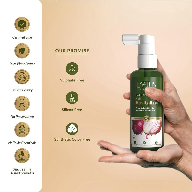 LOTUS BOTANICALS Lotus Botanicals Red Onion Hair Revitalizer Serum  Volumising  Repairing  Mineral Oil Silicon  Chemical Free  All Hair Types  100ml - Image 5