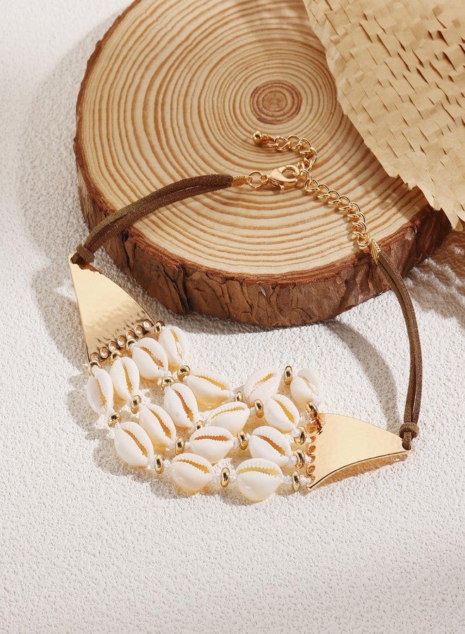 بوكار قلادة بوكار المميزة المصنوعة من صدفة البحر للنساء، قلادة شاطئية مصنوعة من صدفة المياه العذبة الطبيعية السميكة (NK-10786-بيج) - Image 5