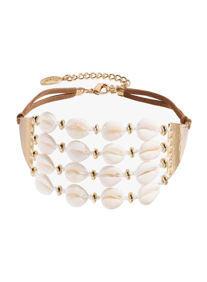 بوكار قلادة بوكار المميزة المصنوعة من صدفة البحر للنساء، قلادة شاطئية مصنوعة من صدفة المياه العذبة الطبيعية السميكة (NK-10786-بيج) - Image 1