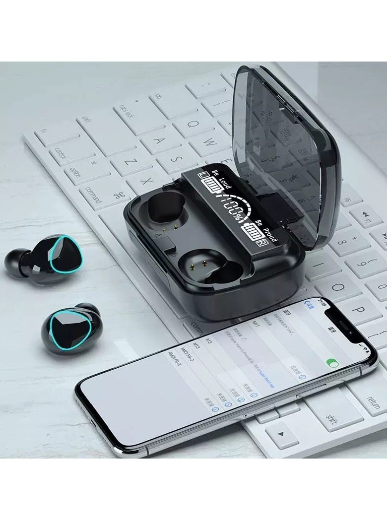 ماركة غير محددة - سماعة لاسلكية M10 True Wireless بتقنية بلوتوث V5.1، شحن سريع، شاشة رقمية، صوت عالي، تحكم باللمس - Image 1