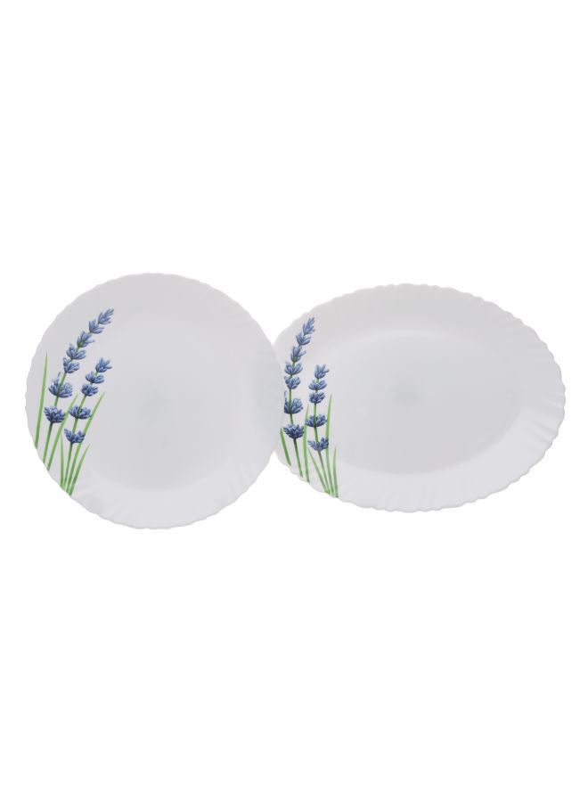 Royalford 44-Piece Opal Ware Floral Dinner Set With 1X33Cm Oval Plate, 6X22Cm Soup Plates, 1X23Cm Serving Bowl, 6X25Cm Dinner Plates, 6X19Cm Dessert Plates, 6X11Cm Small Bowls, 6Xserving Spoons, 12Xcup And Saucer Sets, Serves 6, Multicolor English Lavender - Image 4