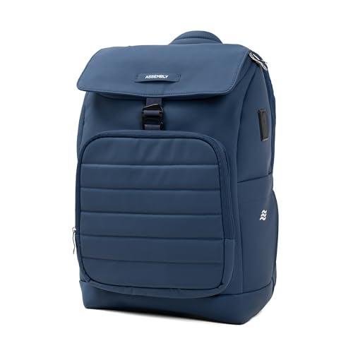 THE ASSEMBLY Assembly Stark Everyday Laptop Backpack, Premium Polyester with Felt-Lined 15.6" Compartment, USB Port, Trolley Sleeve, Ergonomic Back Blue - Image 1