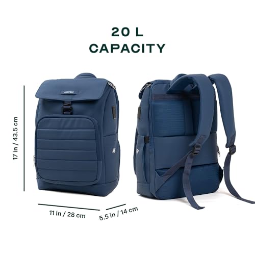 THE ASSEMBLY Assembly Stark Everyday Laptop Backpack, Premium Polyester with Felt-Lined 15.6" Compartment, USB Port, Trolley Sleeve, Ergonomic Back Blue - Image 5