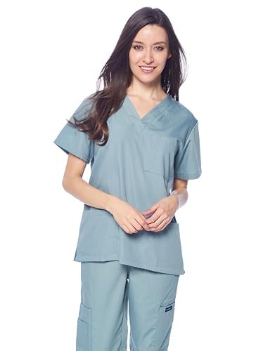 Dagacci Medical Uniform Woman and Man Scrub Set Unisex Medical Scrub Top and Pant, SEAFORM, XXXL - Image 4