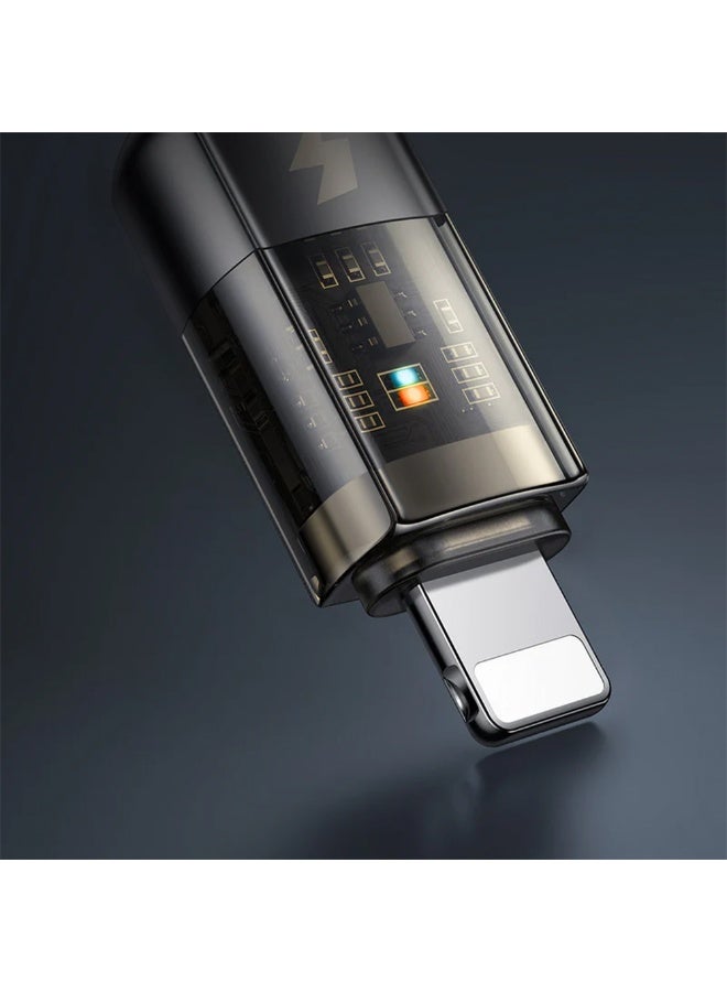 مكدودو كابل شحن سريع CA-314، كابل USB إلى Lightning 36 واط، حماية من الإغلاق التلقائي، تصميم ممتاز مع هيكل من سبائك الزنك الشفاف وسلك مضفر من النايلون، شحن ذكي وآمن ومستقر مع مؤشر LED بطول 1.2 متر للاستخدام اليومي القوي - Image 3