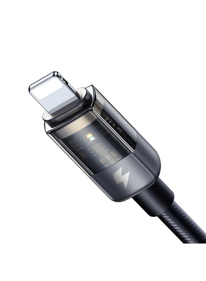 مكدودو كابل شحن سريع CA-314، كابل USB إلى Lightning 36 واط، حماية من الإغلاق التلقائي، تصميم ممتاز مع هيكل من سبائك الزنك الشفاف وسلك مضفر من النايلون، شحن ذكي وآمن ومستقر مع مؤشر LED بطول 1.2 متر للاستخدام اليومي القوي - Image 4