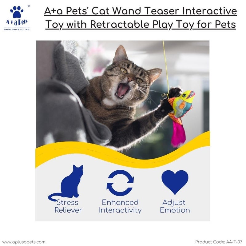 A+a Pets ' Cat Wand Teaser Interactive Toy with Retractable Attached Fish | Nemo Play Toy for Cats, Puppies, and Small Animals (Multi Color) - Image 5