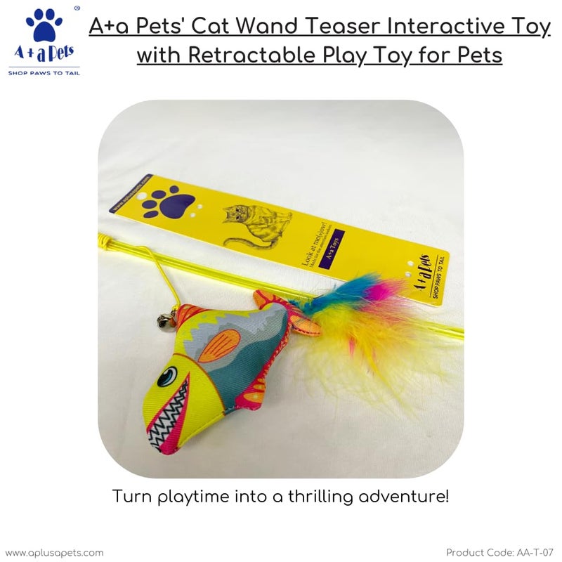 A+a Pets ' Cat Wand Teaser Interactive Toy with Retractable Attached Fish | Nemo Play Toy for Cats, Puppies, and Small Animals (Multi Color) - Image 4