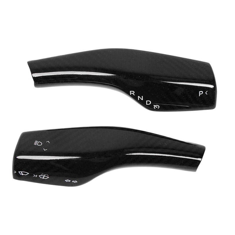 2PCS Steering Wheel Gear Shift Cover Real Carbon Fiber Scratch Proof Replacement for Tesla Model 3 Y 3K Twill Gloss - Image 1