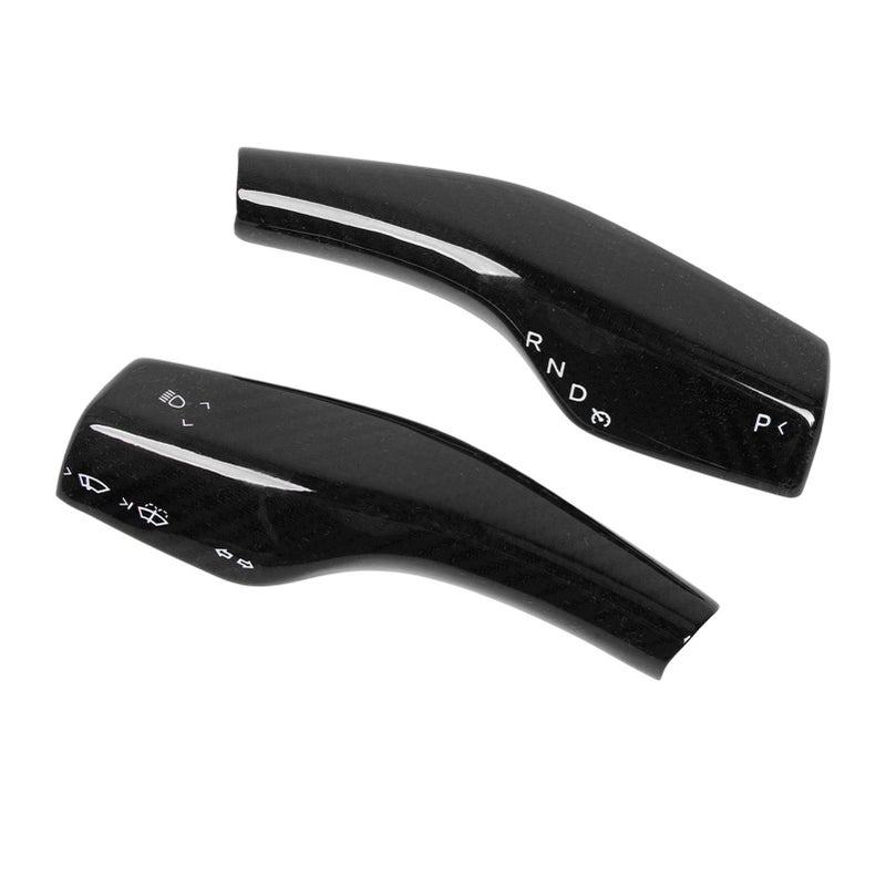 2PCS Steering Wheel Gear Shift Cover Real Carbon Fiber Scratch Proof Replacement for Tesla Model 3 Y 3K Twill Gloss - Image 3
