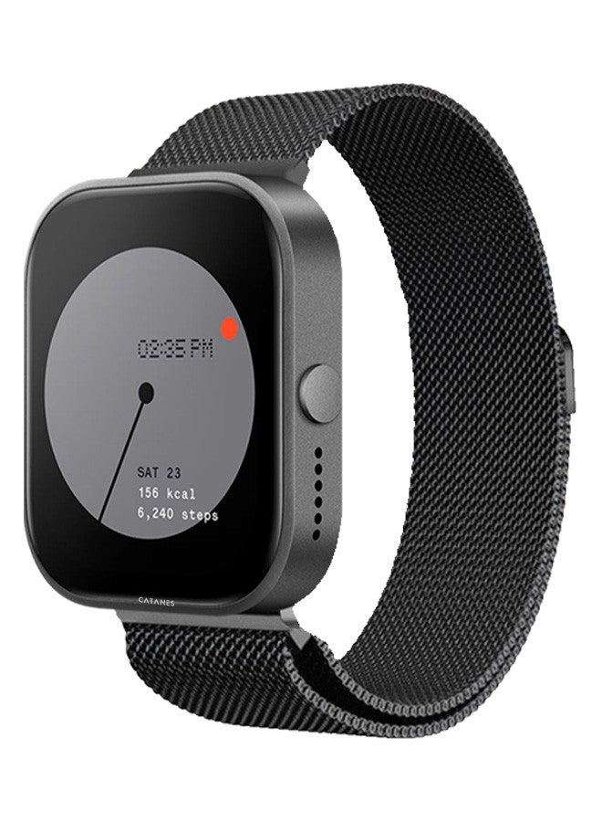 CATANES [for Nothing Watch Pro] 22mm Milanes Strap Women Men Stainless Steel Mesh Loop Magnetic Clasp Replacement Strap Black - Image 1