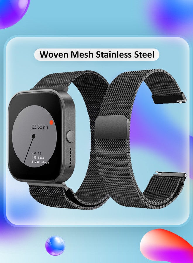 CATANES [for Nothing Watch Pro] 22mm Milanes Strap Women Men Stainless Steel Mesh Loop Magnetic Clasp Replacement Strap Black - Image 4