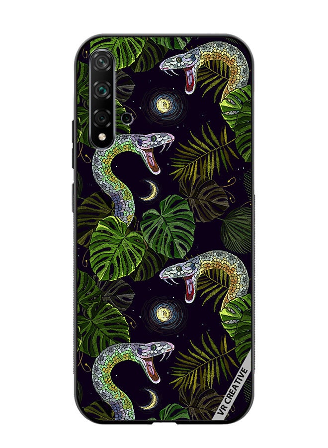 VR CREATIVE Protective Case Cover For Huawei Nova 5T Embroidery Snakes, Night Sky And Tropical Palm Leaves Design Multicolour - Image 1
