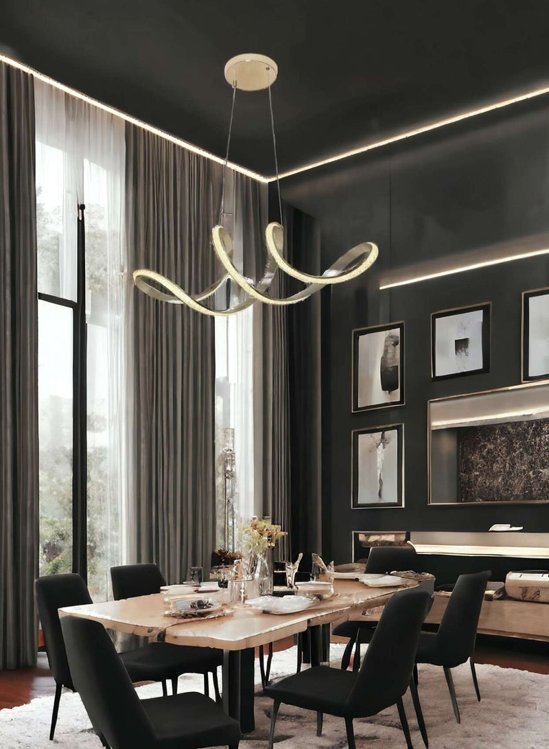Visionary Home Using Adjustable Three Colour LED Chandelier (Warm/Cool/ Neutral Light) , Golden Body Unique Shape Pendant Light for Living Room, Lobby, Study Room, Kitchen, Bedroom, Dining Room, Cafe - Image 1