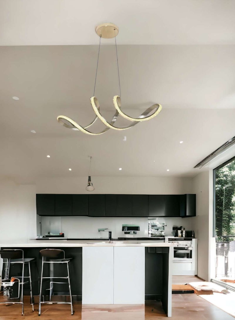 Visionary Home Using Adjustable Three Colour LED Chandelier (Warm/Cool/ Neutral Light) , Golden Body Unique Shape Pendant Light for Living Room, Lobby, Study Room, Kitchen, Bedroom, Dining Room, Cafe - Image 3