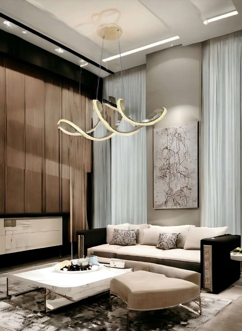 Visionary Home Using Adjustable Three Colour LED Chandelier (Warm/Cool/ Neutral Light) , Golden Body Unique Shape Pendant Light for Living Room, Lobby, Study Room, Kitchen, Bedroom, Dining Room, Cafe - Image 5