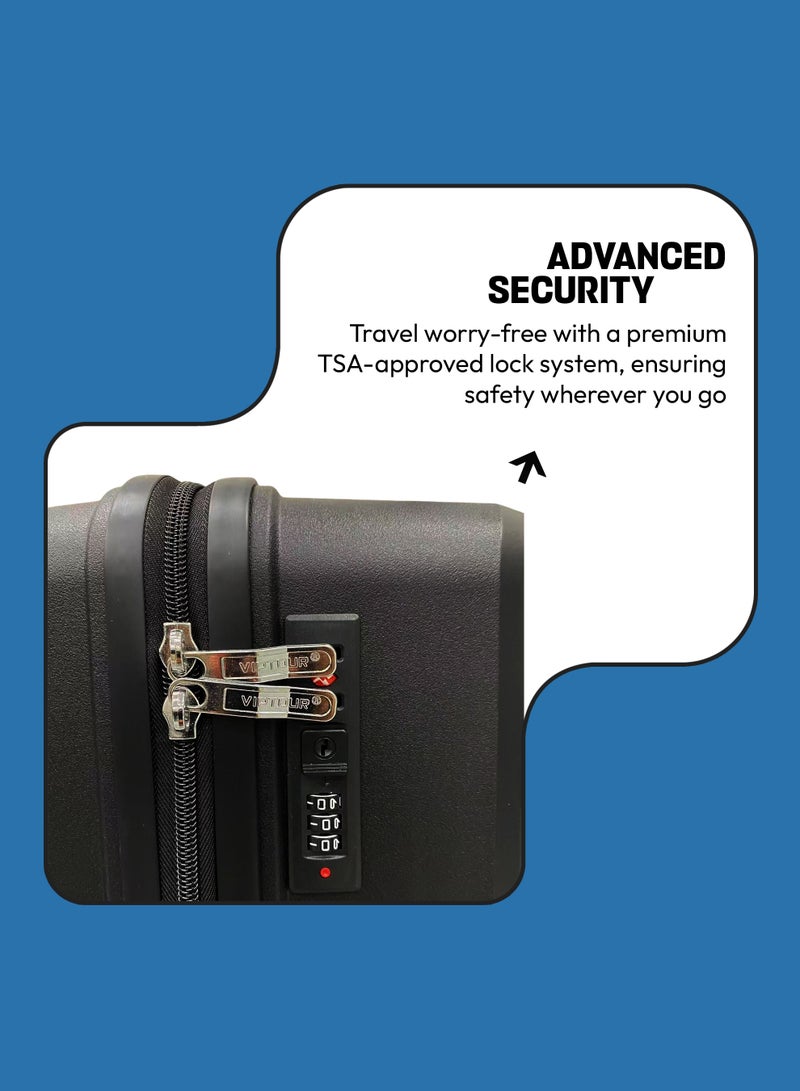 فيبتور مجموعة حقائب سفر بعجلات من 3 قطع، حقيبة سفر خفيفة الوزن بعجلات مزدوجة 360 درجة، حقيبة سفر مزودة بقفل إدارة أمن النقل ومقبض تلسكوبي - Image 4