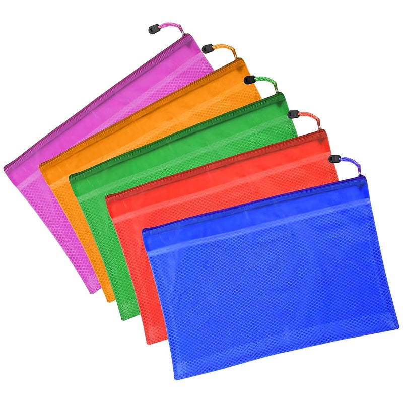 TULMAN Legal Size PVC Zipper Storage Pouch Pen Pencil Organizer Document Holder (39 x 26 cm) - Pack of 5 - Image 1
