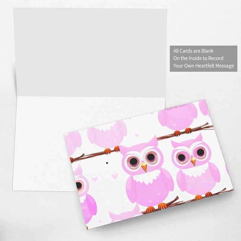 Cute Owl Pearl Paper Greeting Card-Foldable Blank Card With Envelope, Shiny Sparkle Thank You Card For Birthday Wedding Christmas - Image 3
