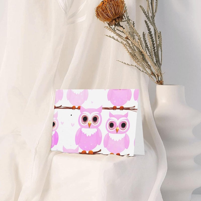 Cute Owl Pearl Paper Greeting Card-Foldable Blank Card With Envelope, Shiny Sparkle Thank You Card For Birthday Wedding Christmas - Image 5