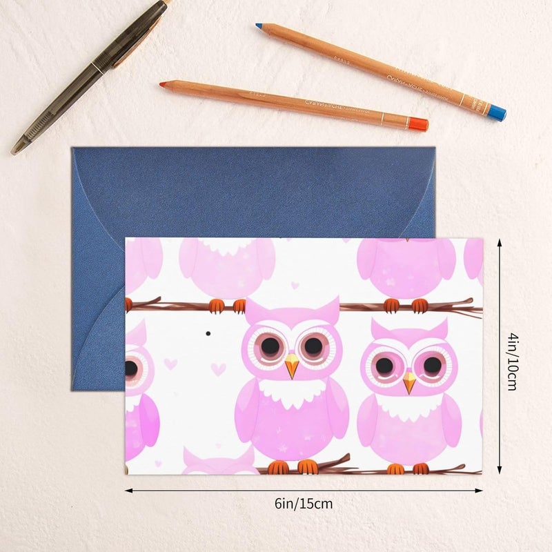 Cute Owl Pearl Paper Greeting Card-Foldable Blank Card With Envelope, Shiny Sparkle Thank You Card For Birthday Wedding Christmas - Image 4