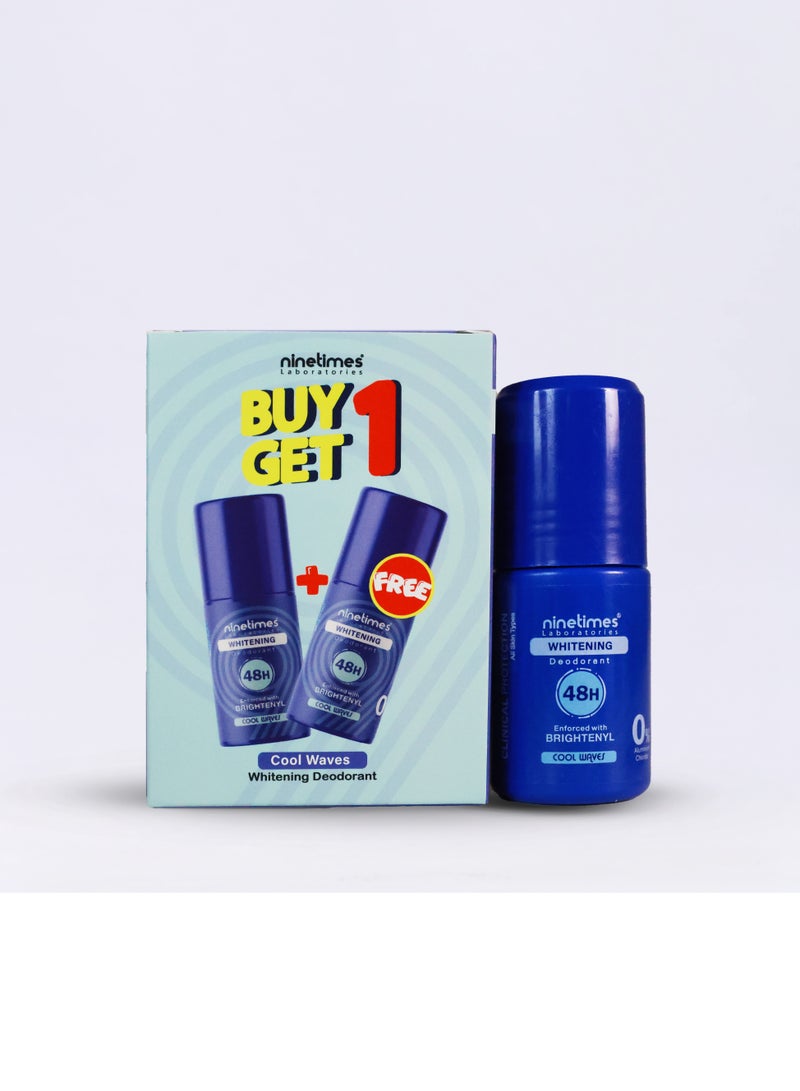 ninetimes Ninetimes Whitening Deodorant –Cool waves – 48H Protection – Special Offer: Buy 1 Get 1 Free 