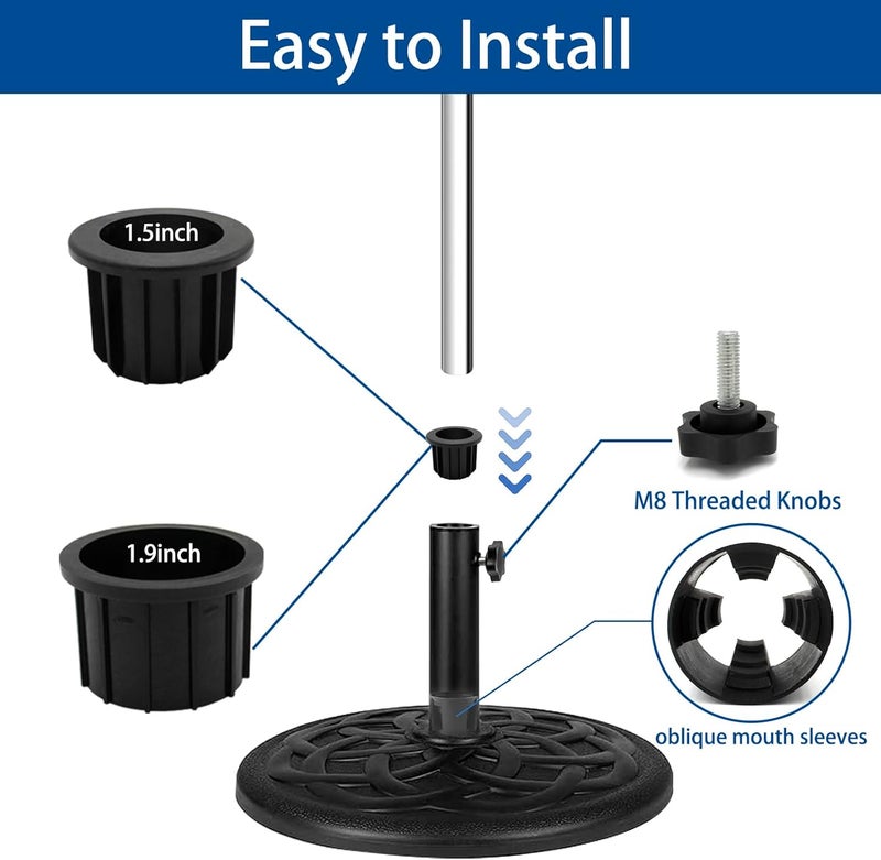 GHAMYEE 8PCS Umbrella Base Stand Hole Ring Plug Cover and Cap Patio Umbrella Stand Replacement Parts Umbrella Stand Base Insert Umbrella Pole Fastening Cap for Outdoor Patio Heavy Umbrella Base - Image 4