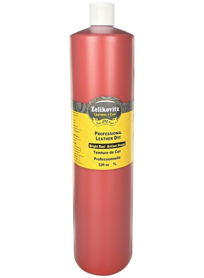 Zelikovitz Zeli-Pro Water-Based Leather Pigment Dye – 4 oz & 32 oz Bottles • 13 Vibrant Colors • Made in Canada (Bright Red, 32 oz) - Image 1