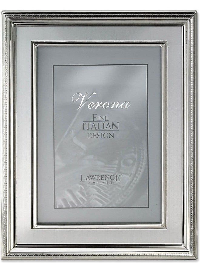 Lawrence Frames Lawrence Frames 840080 8x10 Silver Plated Metal Picture Frame - Brushed Silver Inner Panel 