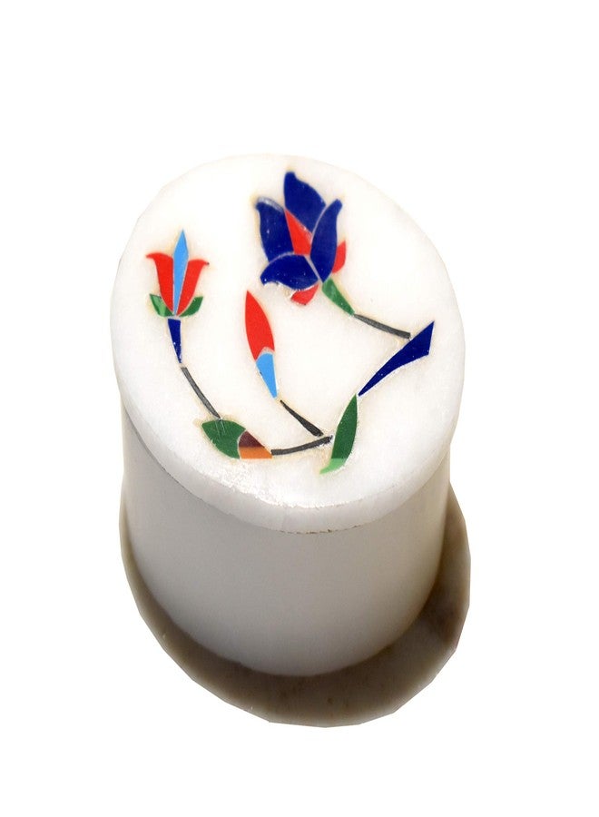 MARBOGLASS India Marble Inlay Work Jewellery Box for Small Precious Rings 3X 2 inch Oval Shaped - Image 2