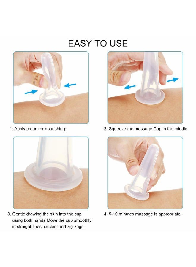 BBTO Cupping Facial Set for Face and Eye Cupping Massage, Facial Cupping Set Silicone Cups with Exfoliating Brush for Face Neck Skin (Small Medium, White). - Image 5