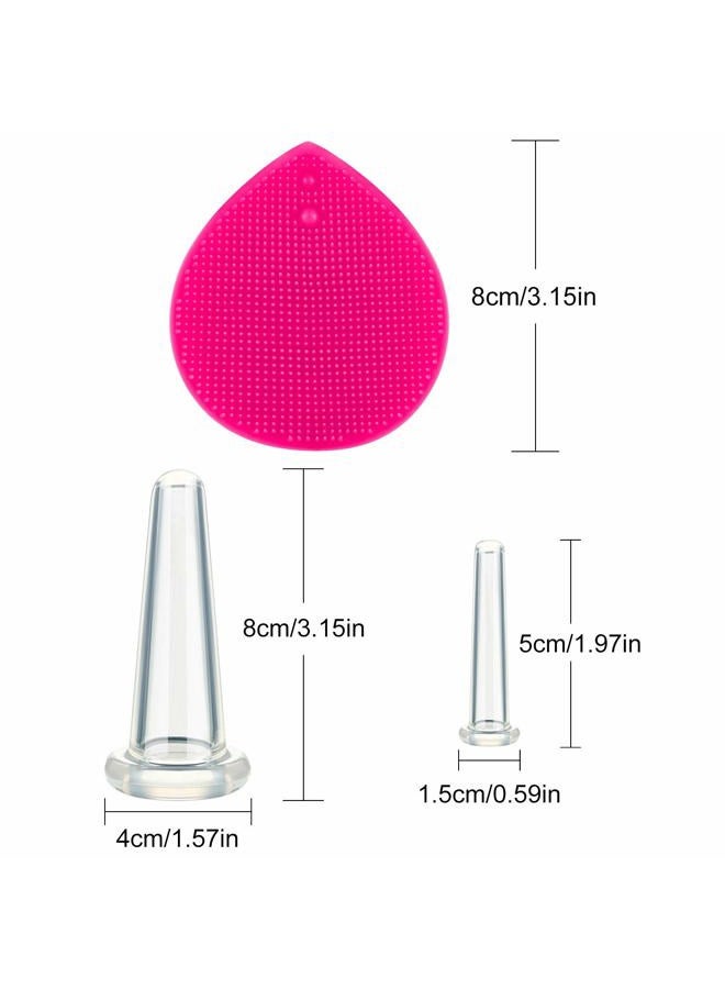 BBTO Cupping Facial Set for Face and Eye Cupping Massage, Facial Cupping Set Silicone Cups with Exfoliating Brush for Face Neck Skin (Small Medium, White). - Image 2