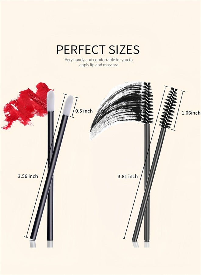 JIEMOREWOO 100pcs Eyelash Extension & Lip Applicator Kit – Disposable Lash Brushes, Mascara Wands, Lip Gloss Wands, Micro Swabs – Portable Storage Tube (Black) - Image 4