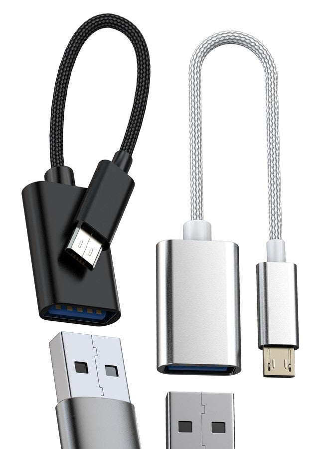 zoyuzan Micro USB to USB A Adapter OTG Cable (2 Pack) Android Connector Extender Computer Microusb Socket Phone Data Converter Compatible for Samsung S7 Flash Drive Cord Extension Keyboard Port Memory Stick - Image 1