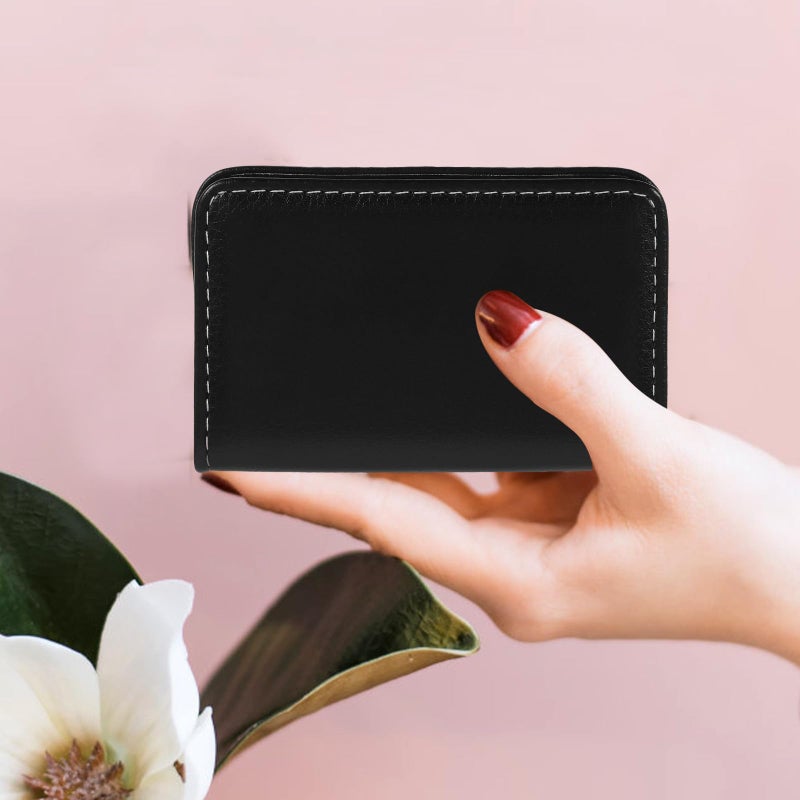 Magnetic Closure Stainless Steel Business Card Holder Black Leather Compact Case For Office - Image 5