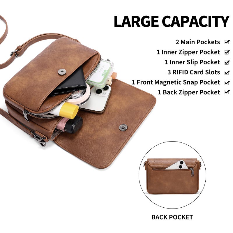 GAEKEAO Crossbody Bags for Women Crossbody Purses Vegan Leather Cell Phone Purse Travel Shoulder Bag Handbags with Card Slots - Image 3