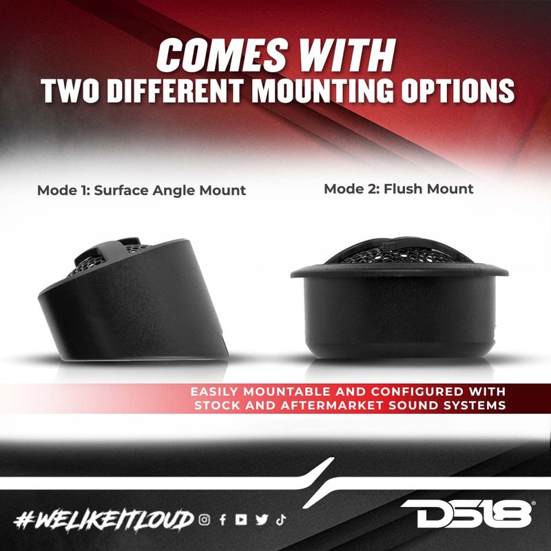 DS18 ZXI-T1 1.7 Inches Pei Dome Car Audio Tweeter with 1" Aluminum Voice Coil 100 Watts Peak 4 Ohms - Image 4