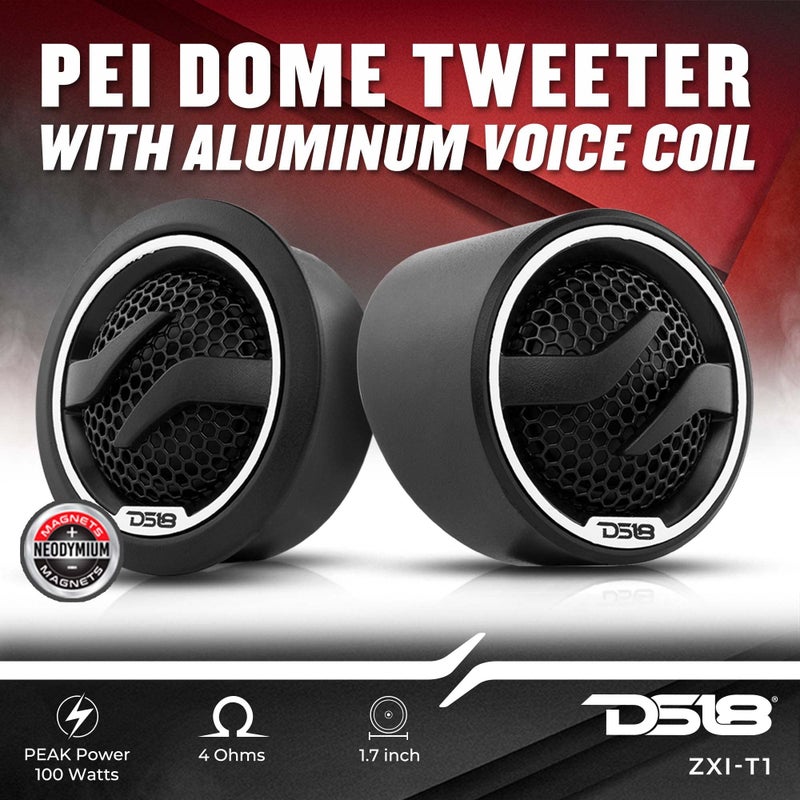 DS18 ZXI-T1 1.7 Inches Pei Dome Car Audio Tweeter with 1" Aluminum Voice Coil 100 Watts Peak 4 Ohms - Image 2