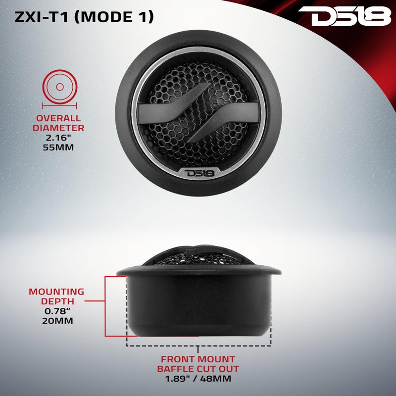 DS18 ZXI-T1 1.7 Inches Pei Dome Car Audio Tweeter with 1" Aluminum Voice Coil 100 Watts Peak 4 Ohms - Image 5