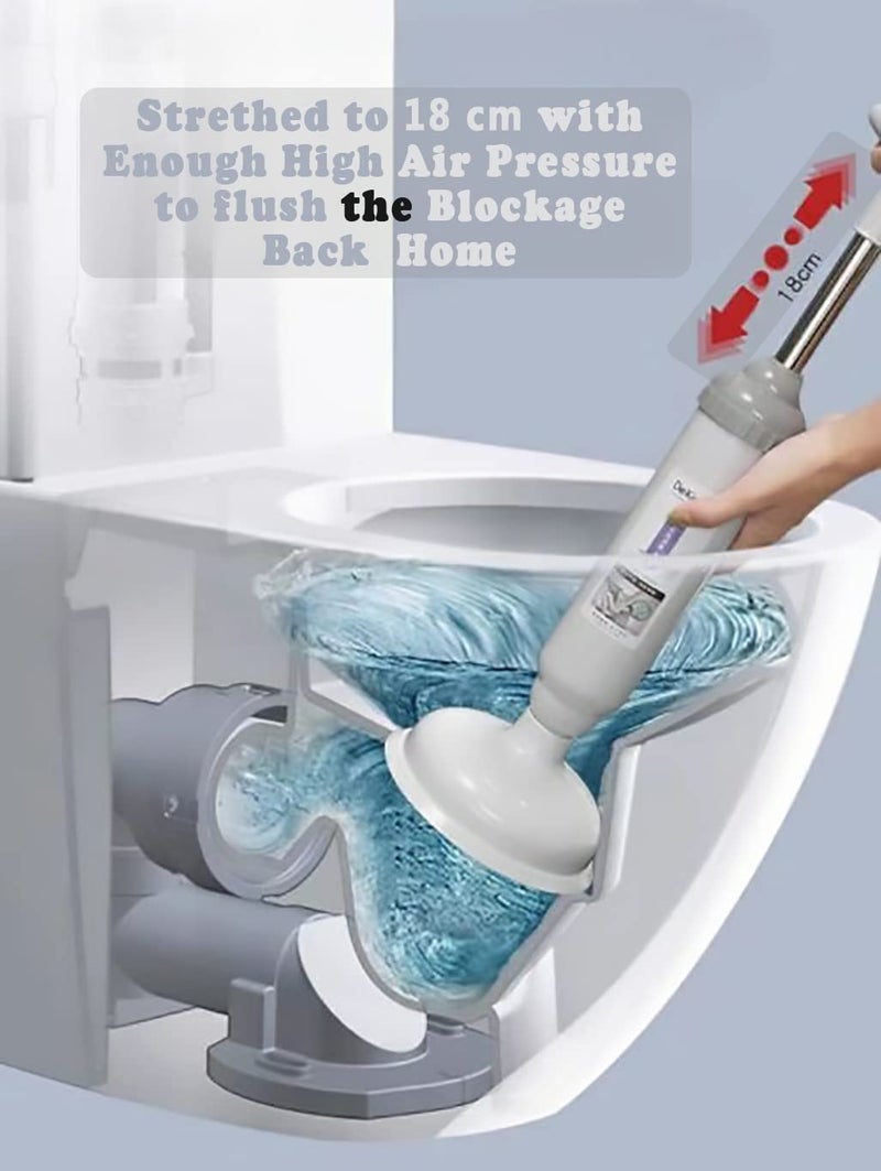 Ronteno Toilet Cleaner Plunger Air High Pressure Drain Dredger Pump for Bathroom, washroom, Sink, unblock with One Loose and One Push (1 pic, Assorted Colour) - Image 2