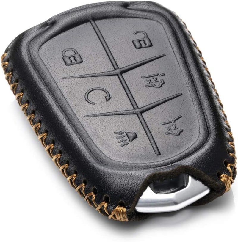 Vitodeco Genuine Leather Smart Key Fob Case for Cadillac XT4, XT5, XT6 (2019-2025) - 6-Button, Black - Image 3