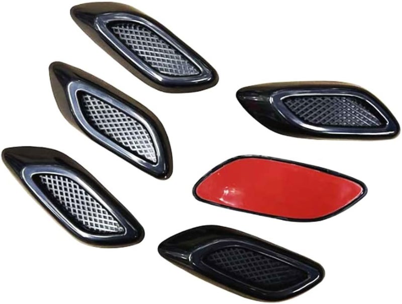 Aakichi 6 Pcs Car Air Flow Vent Cover Fender Trim Glossy Black Car Styling Fender Hood Decorative Side 3 Row Aero Decal Sticker for All Car's & SUV's (Black) - Image 4